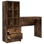 vidaXL Bureau avec tiroir avec étagère avec stockage 2 Pièces Chêne fumé
