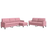 vidaXL Ensemble de canapés 3 Pièces avec coussins Rose Velours
