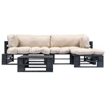 vidaXL Salon de jardin palette 4 Pièces avec coussins sable bois