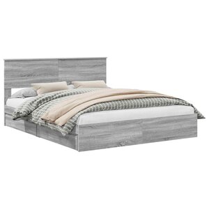 vidaXL Lit de Rangement Gris Sonoma 160 x 200 cm Bois d'ingénierie