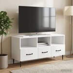 vidaXL Meuble TV Blanc brillant 102 x 34 5 x 50 cm Bois d'ingénierie