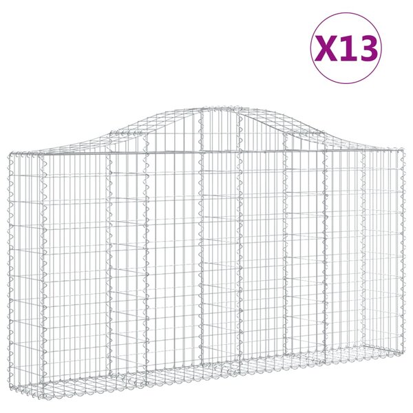 vidaXL Paniers à gabions arqués 13 Pièces 200x30x100/120 cm Fer galvanisé