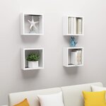 vidaXL Étagères cube murales 4 Pièces blanc 30x15x30 cm