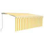 vidaXL Auvent manuel rétractable avec store et LED 4 5x3 m Jaune blanc