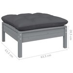 vidaXL Salon de jardin 5 Pièces avec coussins Gris Bois de pin