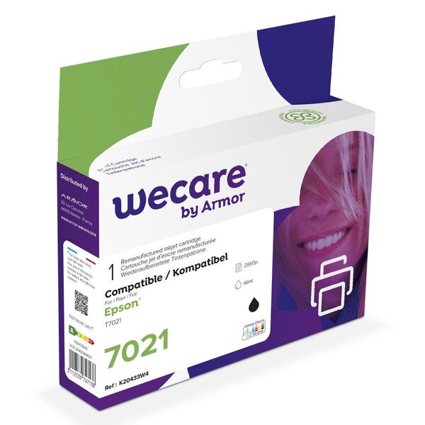 Cartouche jet d'encre remanufacturée, compatible pour epson t7021, t7021, pack unitaire noir