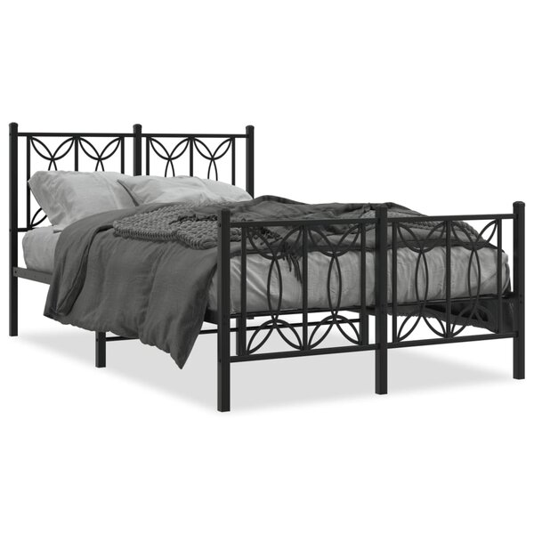 vidaXL Cadre de lit métal sans matelas avec pied de lit noir 120x190cm