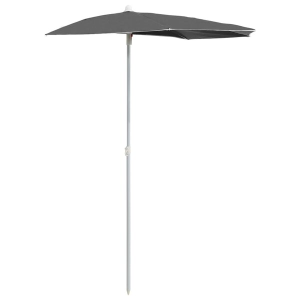 vidaXL Demi-parasol de jardin avec mât 180x90 cm anthracite