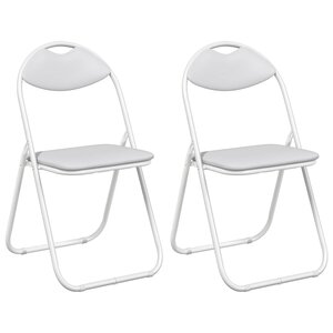 vidaXL Chaise pliante 2 pc Simili cuir Blanc 48 x 43 5 x 81 cm