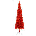 Vidaxl arbre de noël mince avec led rouge 150 cm