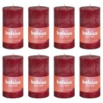Bolsius Bougies pilier rustiques Shine 8 Pièces 100x50 mm Rouge velours