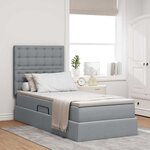 vidaXL Lit de rangement LED avec matelas Gris clair 90 x 190 cm Tissu