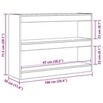 Bibliothèque/Paravent vidaXL en bois vieilli  100x30x72 cm  Fabriqué en bois reconstitué