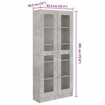 vidaXL Armoire à vitrine Gris béton 82 5x30 5x185 5 cm Bois ingénierie