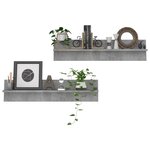 vidaXL Étagères murales 2Pièces Gris béton 80x11 5x18cm bois d'ingénierie