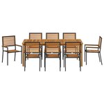 vidaXL Ensemble de salle à manger pour jardin 9 Pièces Noir
