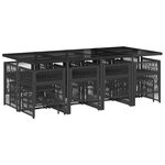 vidaXL Ensemble à manger de jardin 13 Pièces coussins noir résine tressée