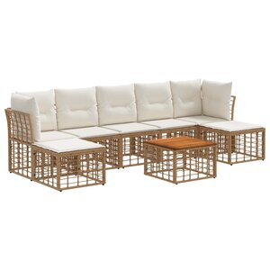 vidaXL Ensemble de canapés d'extérieur 8 pc Blanc Naturel et Crème