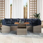 vidaXL Ensemble de canapé de jardin 8 Pièces Gris Poly rotin