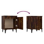 Vidaxl table de chevet avec pieds en métal chêne fumé 40x30x50 cm