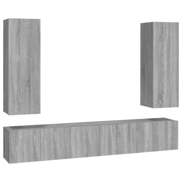 vidaXL Ensemble de meubles TV 5 Pièces Sonoma gris Bois d'ingénierie