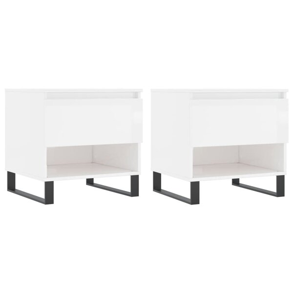 vidaXL Tables basses 2 Pièces blanc brillant 50x46x50cm bois d'ingénierie