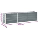 vidaXL Jardinière surélevée acier galvanisé 240x40x45 cm gris