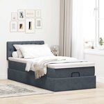 vidaXL Cadre de lit ottoman avec matelas gris foncé 100x200 cm velours