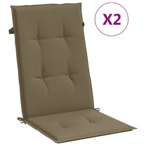 vidaXL Coussins de chaise à dossier haut lot de 2 taupe mélangé tissu