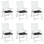 vidaXL Coussins de chaise jardin lot de 6 noir 40x40x4 cm tissu oxford