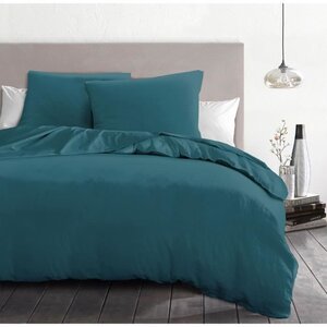 Parure de couette 3 pièces microfibre 82 g - 220 x 240 cm - Bleu canard