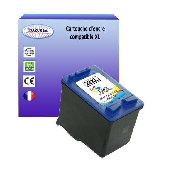 Cartouche compatible avec HP DeskJet F4175, F4180, F4185, F4188, F4190, F4194, F378, F380, F2276 remplace HP n°22 XL - Couleur