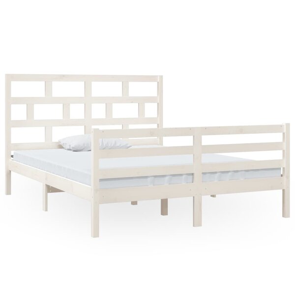 vidaXL Cadre de lit sans matelas blanc bois de pin massif
