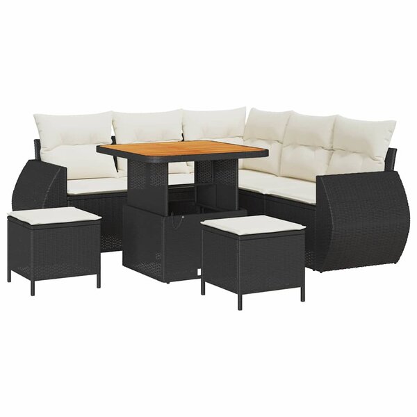 vidaXL Ensemble de canapé de jardin 8 Pièces Noir polyrotin