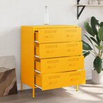 vidaXL Buffet jaune moutarde 68x39x89 cm acier