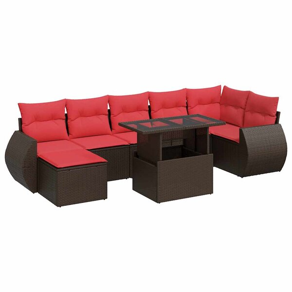 vidaXL Salon de jardin 8Pièces avec coussins marron résine tressée acacia