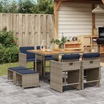 vidaXL Ensemble à manger de jardin 9 Pièces coussins gris résine tressée