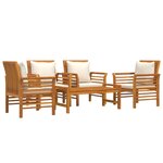vidaXL Salon de jardin avec coussins 5 Pièces Bois d'acacia solide