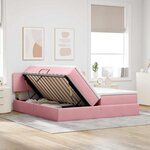 vidaXL Lit de rangement LED avec matelas Rose 180 x 200 cm Velours