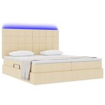 vidaXL Lit de rangement LED avec matelas Crème 180 x 200 cm Tissu