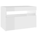 vidaXL Table de chevet avec lumières LED blanc brillant 60x35x40 cm