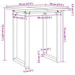 vidaXL Table à manger cadre en O 70x70x75 5cm bois de pin massif fonte