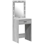 Table de maquillage vidaXL avec lumières LED Gris Sonoma 50x41x135 cm
