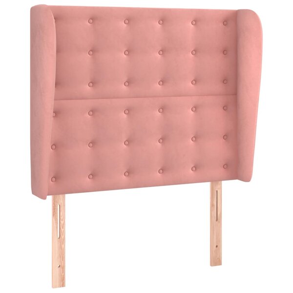 vidaXL Tête de lit avec oreilles Rose 103x23x118/128 cm Velours