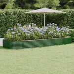 vidaXL Lit surélevé de jardin Acier galvanisé 373x140x36cm Vert