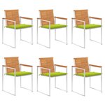 vidaXL Chaises de jardin 6 Pièces avec coussins Bois d'acacia solide