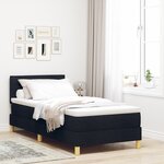 vidaXL Lit avec sommier avec matelas Noir 90x200 cm Tissu