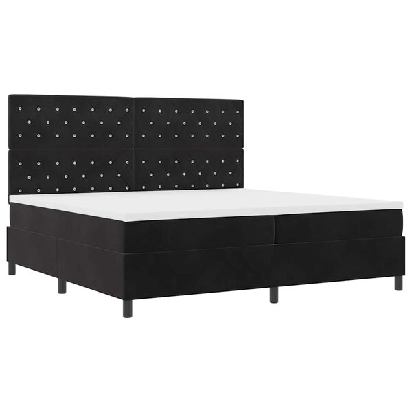vidaXL Lit à ressorts avec matelas Noir 200 x 200 cm Velours