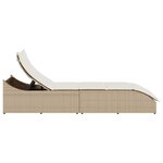 VidaXL Chaise longue pliante coussin et rangement beige résine tressée