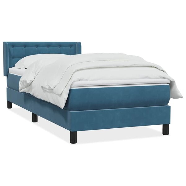 vidaXL Sommier à lattes de lit et matelas bleu foncé 80x220 cm velours